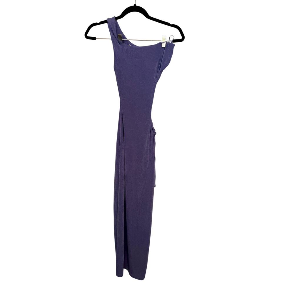 Womens Maxi Dress Blue Gown Bodycon One Shoulder Knit Party Cocktail Formal S